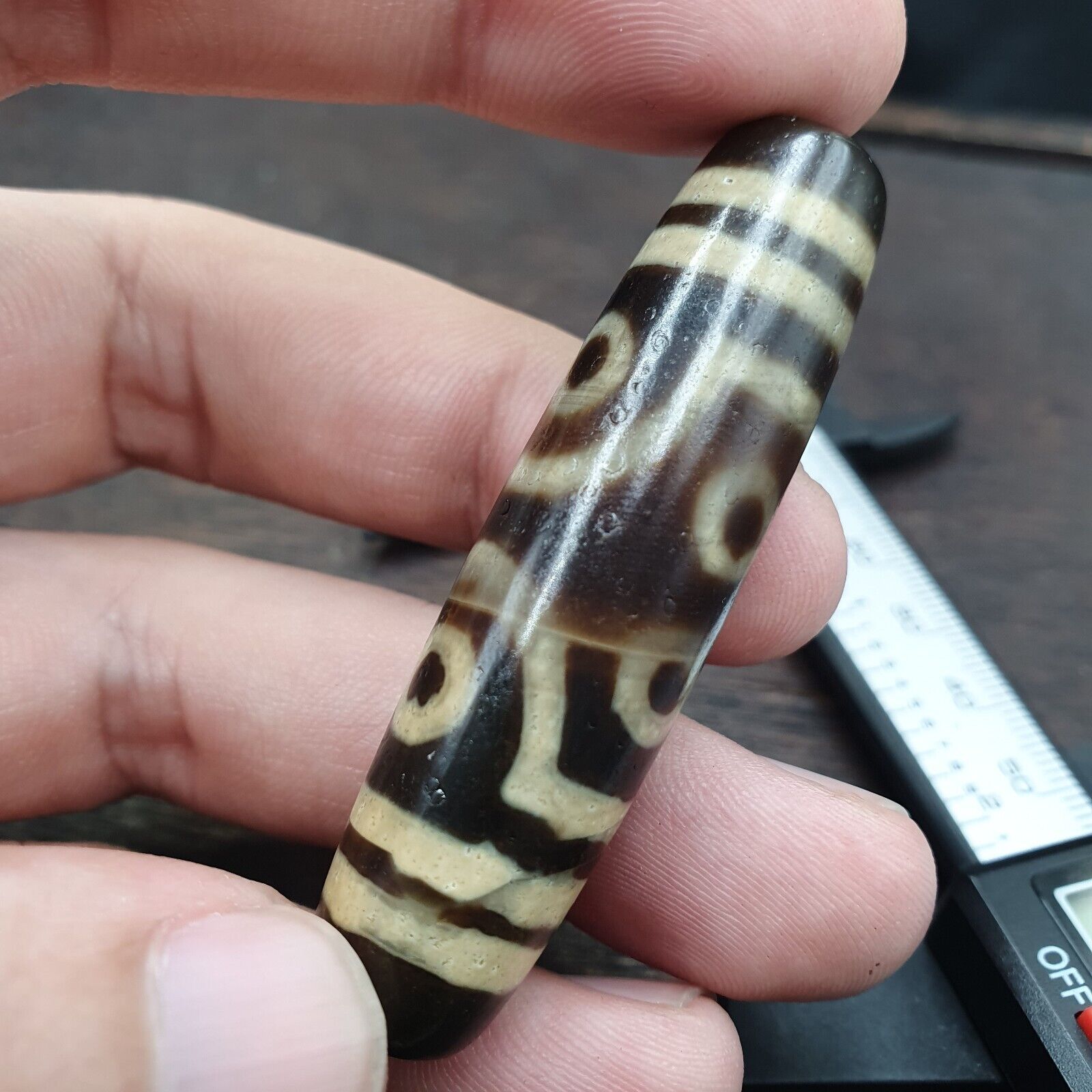 OTBS4 Vintage Old Tibetan 7 Eyes Agate stone Dzi Bead big Amulet