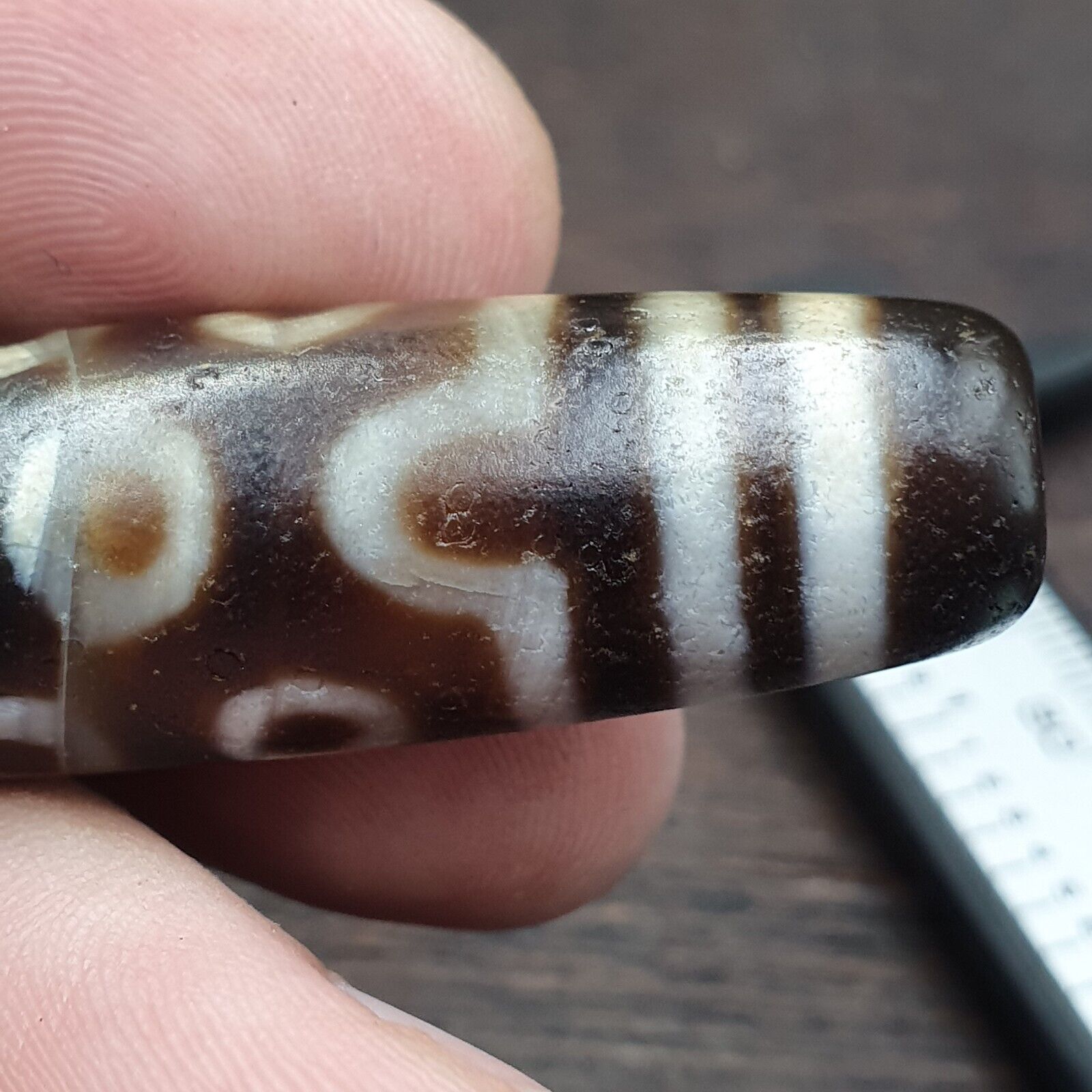 OTBS4 Vintage Old Tibetan 7 Eyes Agate stone Dzi Bead big Amulet