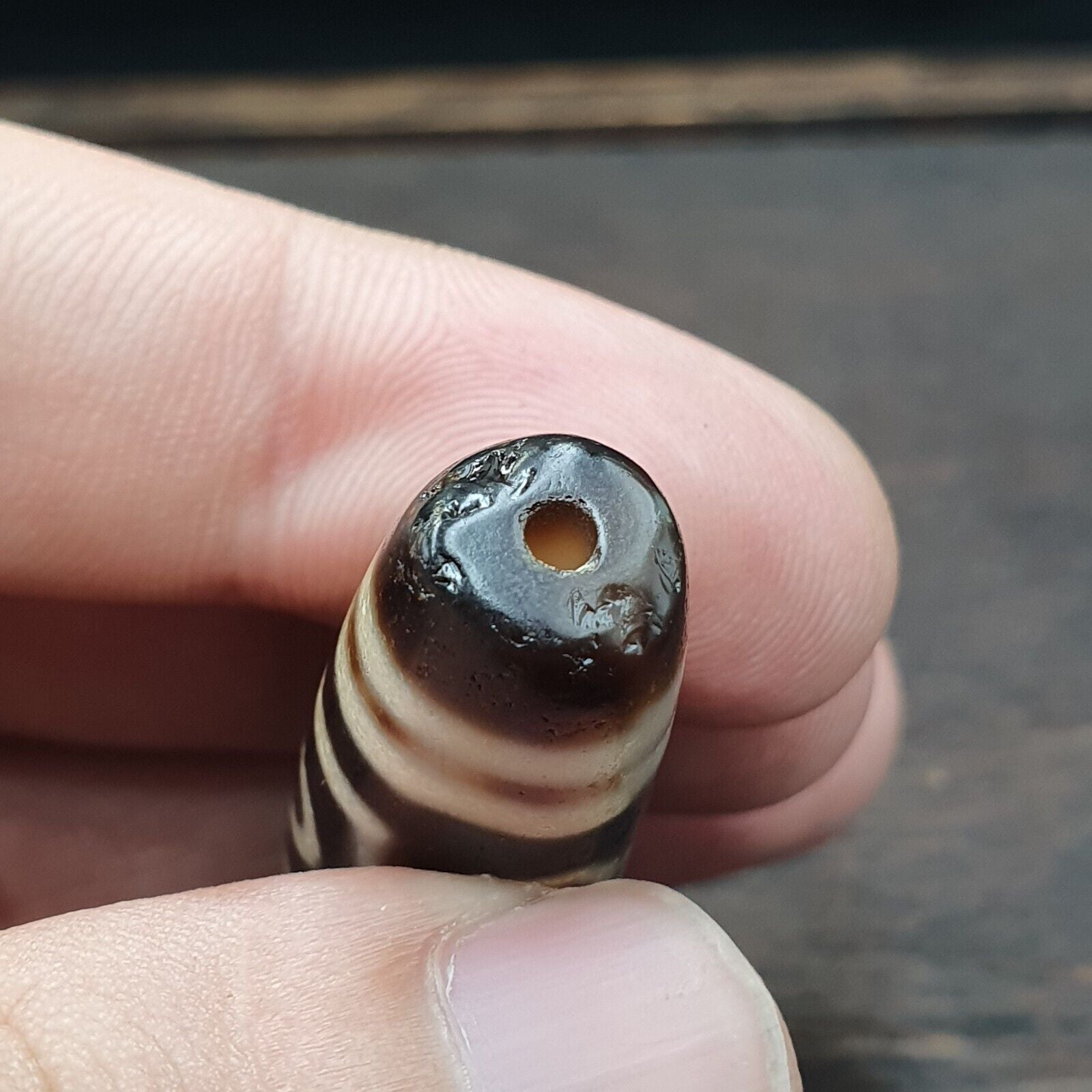 S1 Vintage Old Tibetan 7 Eyes Agate stone Dzi Bead big Amulet