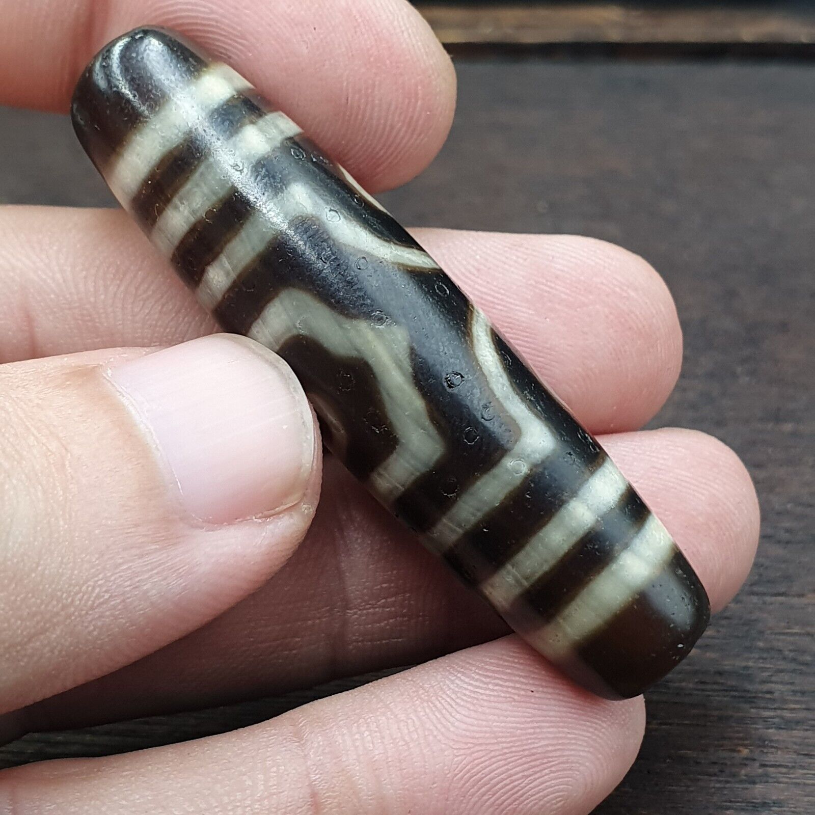 S3 Vintage Old Tibetan 3 Eyes Agate stone Dzi Bead big Amulet