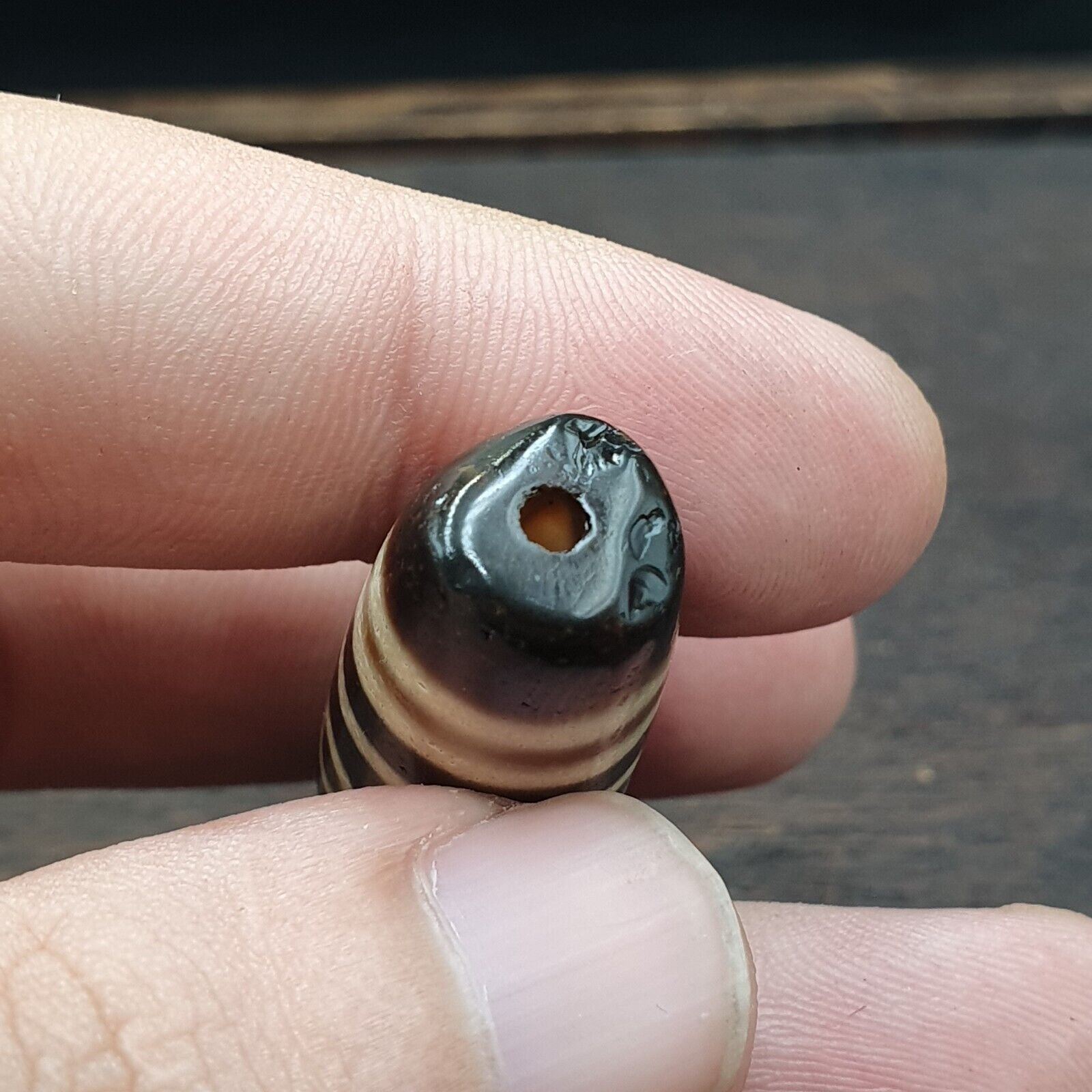 S1 Vintage Old Tibetan 7 Eyes Agate stone Dzi Bead big Amulet