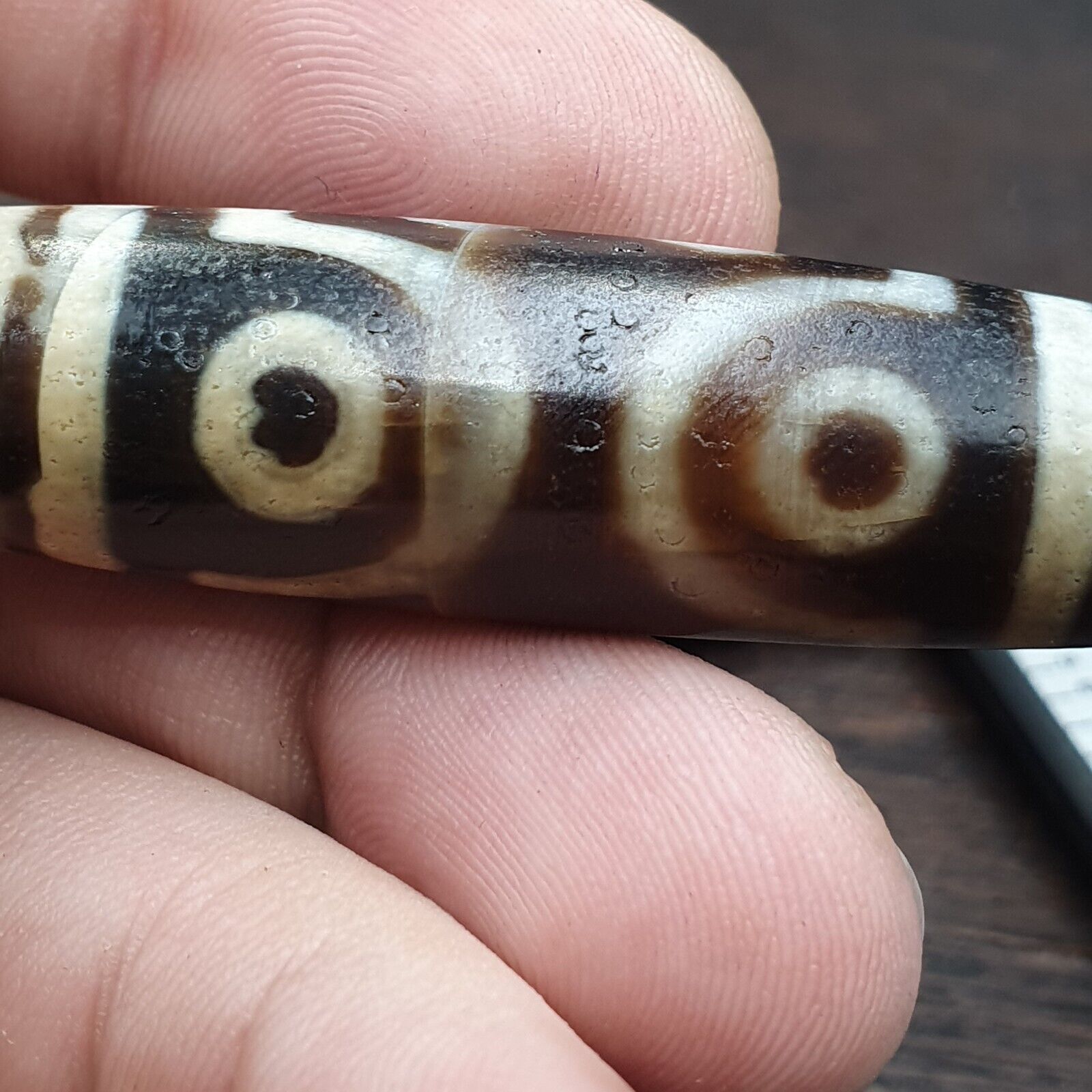 OTBS4 Vintage Old Tibetan 7 Eyes Agate stone Dzi Bead big Amulet