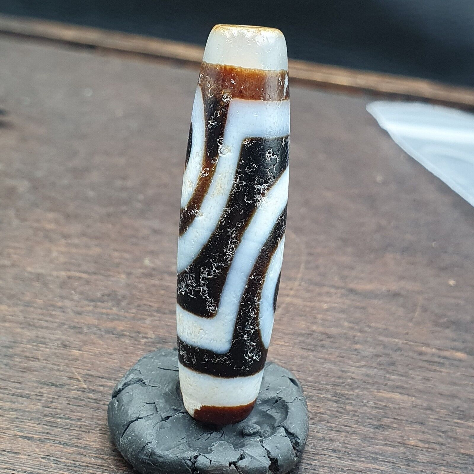 Vintage Indo Tibetan 2 Eyes rare Patterns Dzi chung agate Amulet Bead