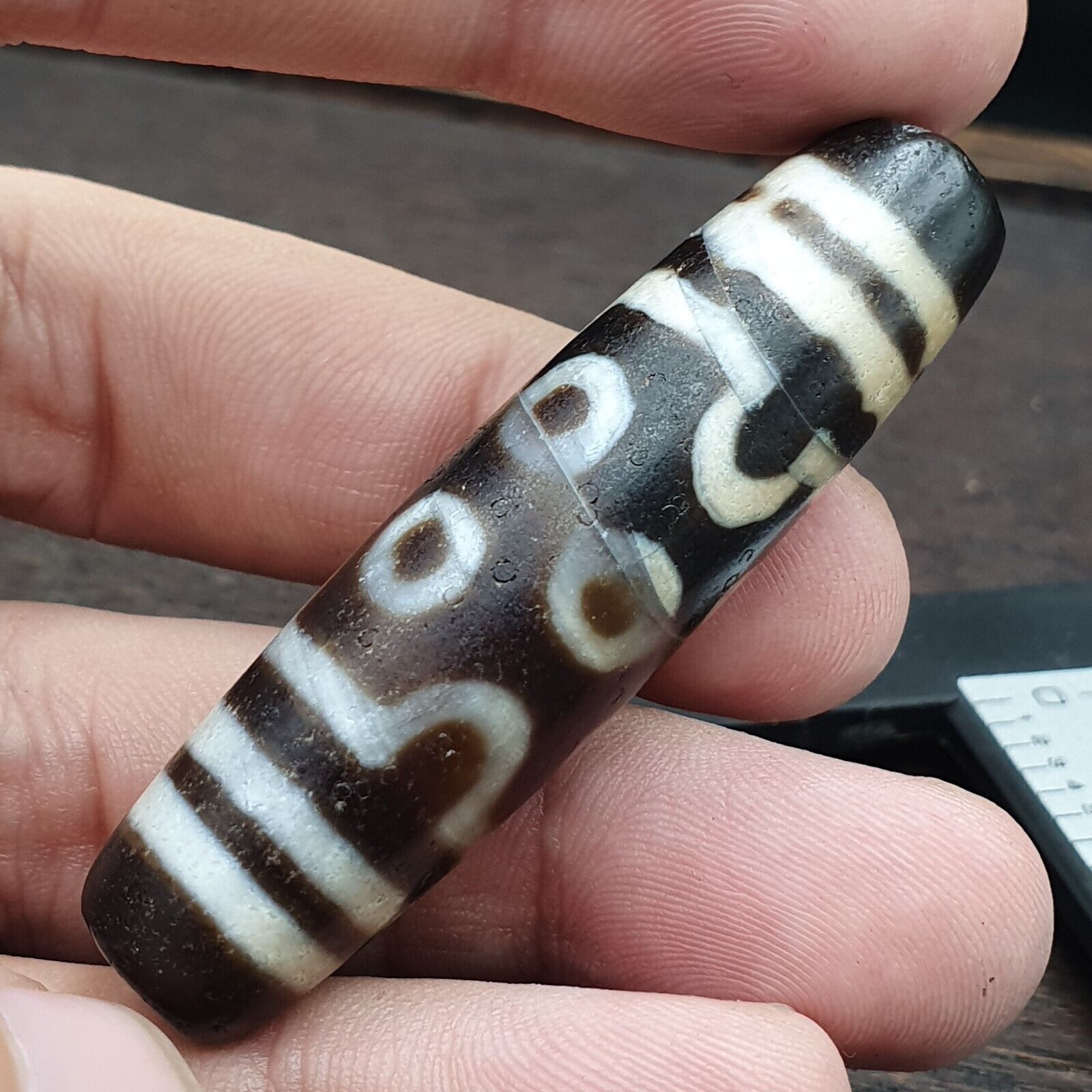 OTBS4 Vintage Old Tibetan 7 Eyes Agate stone Dzi Bead big Amulet
