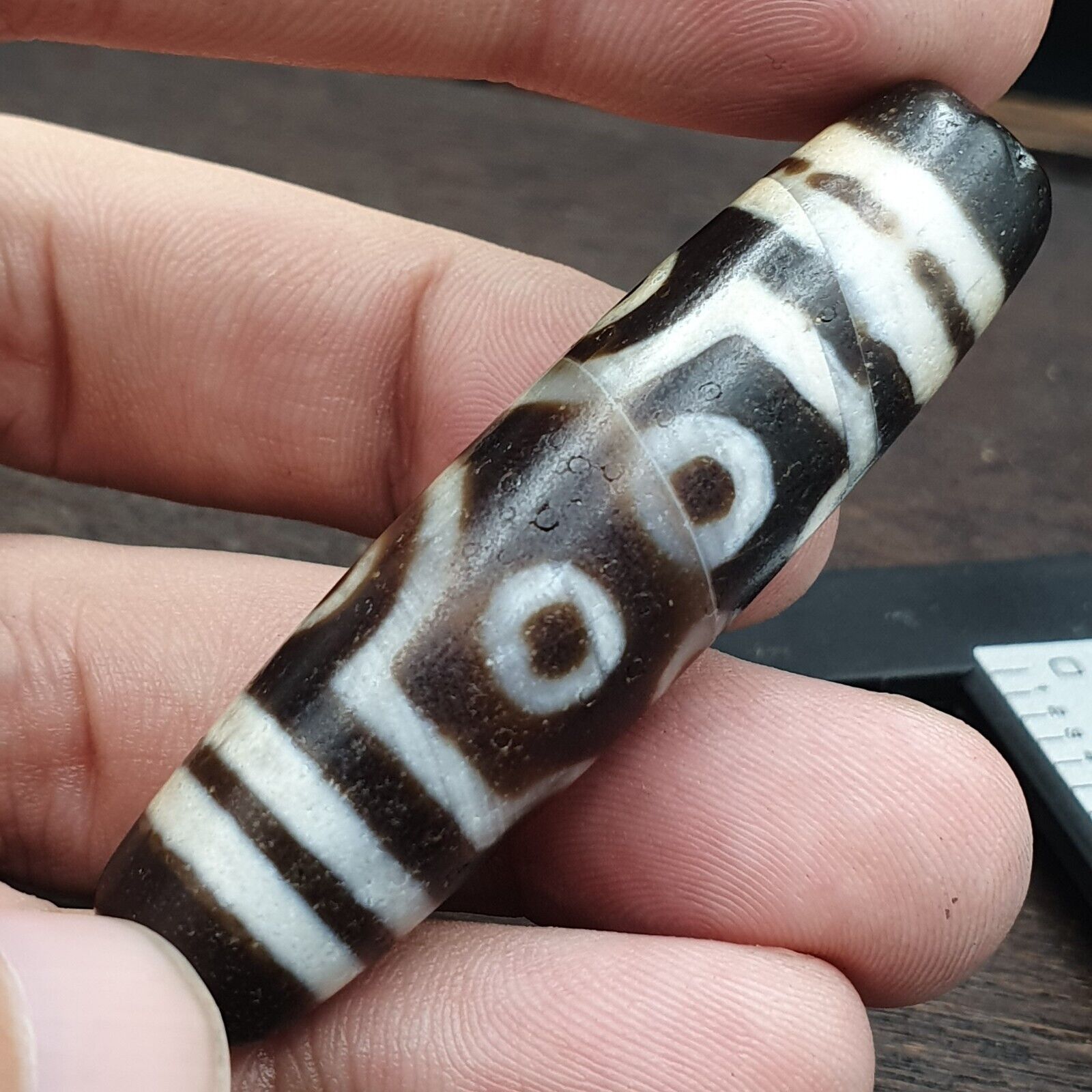 OTBS4 Vintage Old Tibetan 7 Eyes Agate stone Dzi Bead big Amulet