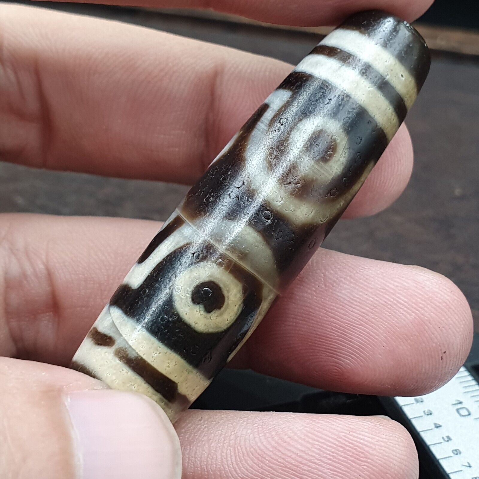 OTBS4 Vintage Old Tibetan 7 Eyes Agate stone Dzi Bead big Amulet