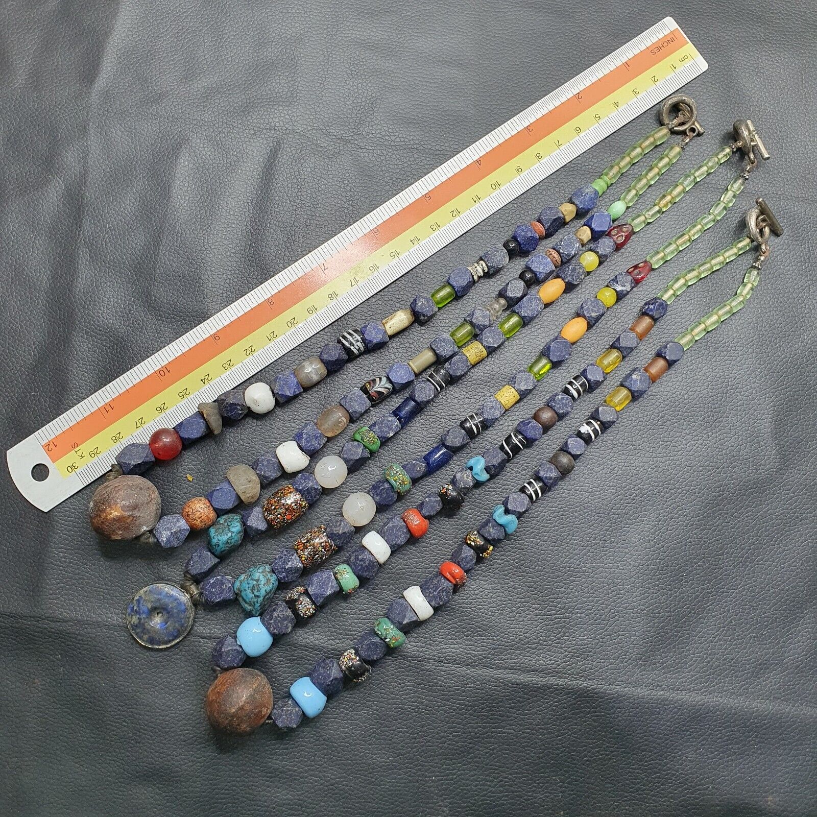 Vintage Lot 3 Pcs Lapis and Glass beaded Necklaces