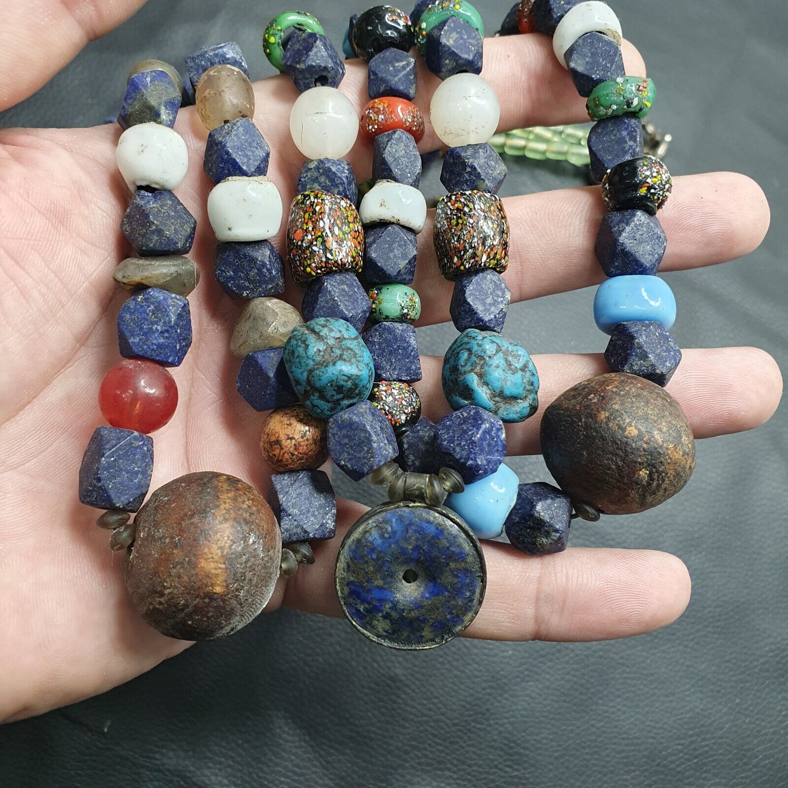 Vintage Lot 3 Pcs Lapis and Glass beaded Necklaces