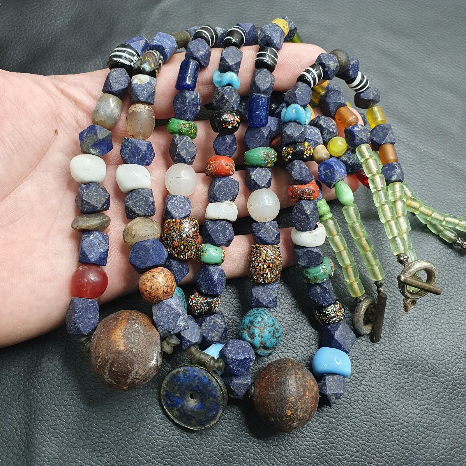 Vintage Lot 3 Pcs Lapis and Glass beaded Necklaces