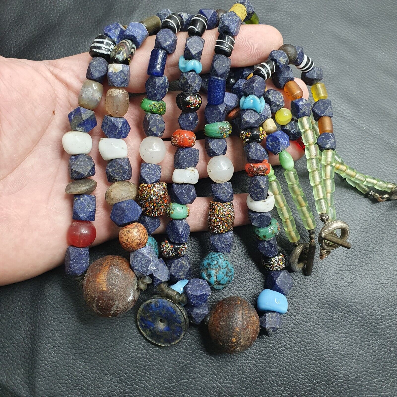 Vintage Lot 3 Pcs Lapis and Glass beaded Necklaces