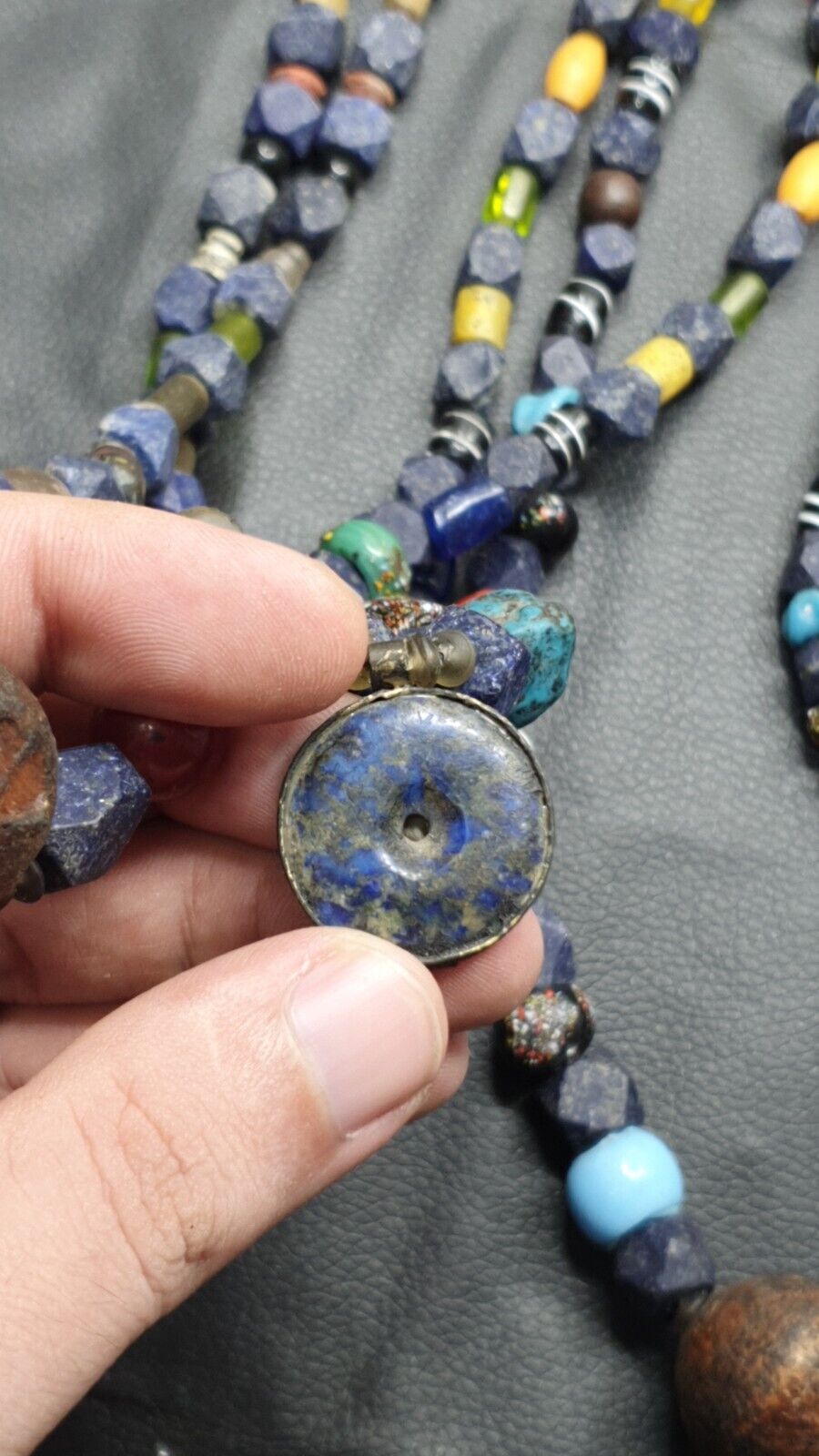 Vintage Lot 3 Pcs Lapis and Glass beaded Necklaces