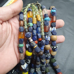 4 Vintage Lapis and Glass beaded Necklaces With Old pendants Lot 4 LPS4