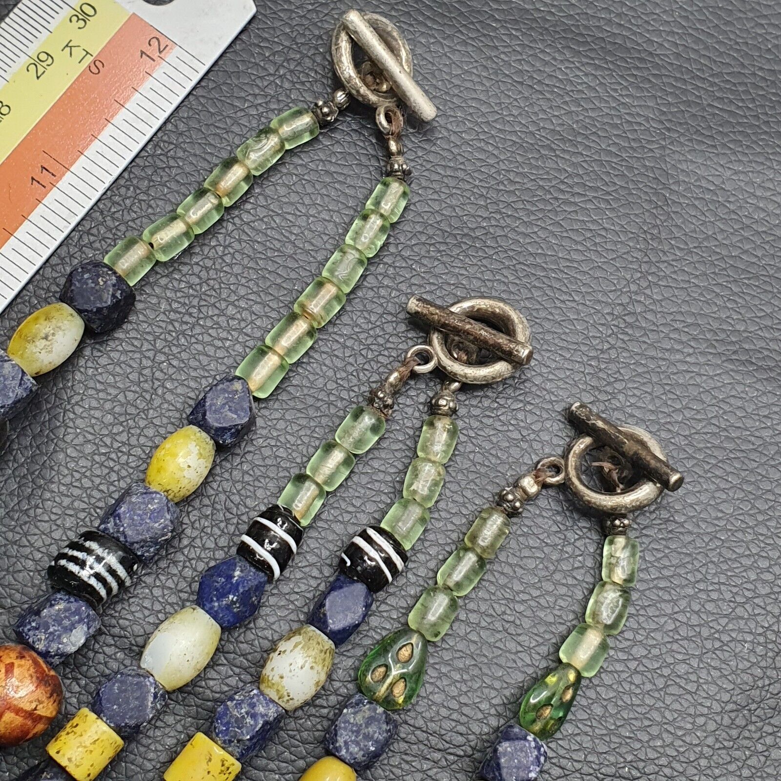Vintage Lapis and Glass beaded Necklaces With Old pendants Lot 3 LPS3