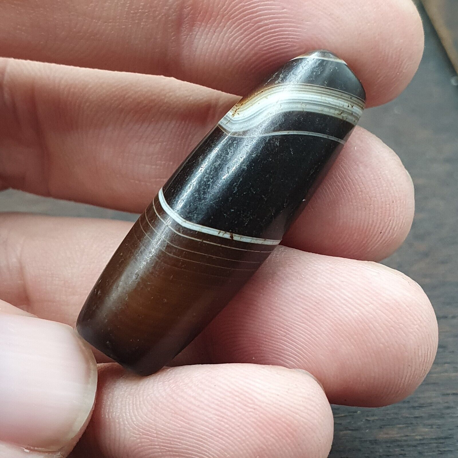 Antique Middle Eastern Agate Natural Agate Bead very unique Pattern #25