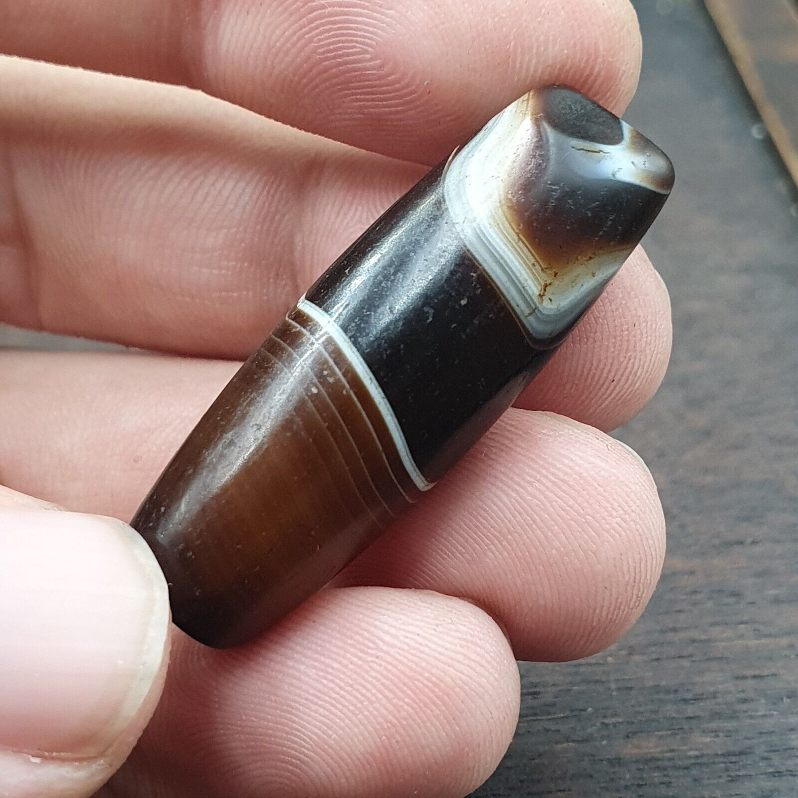 Antique Middle Eastern Agate Natural Agate Bead very unique Pattern #25