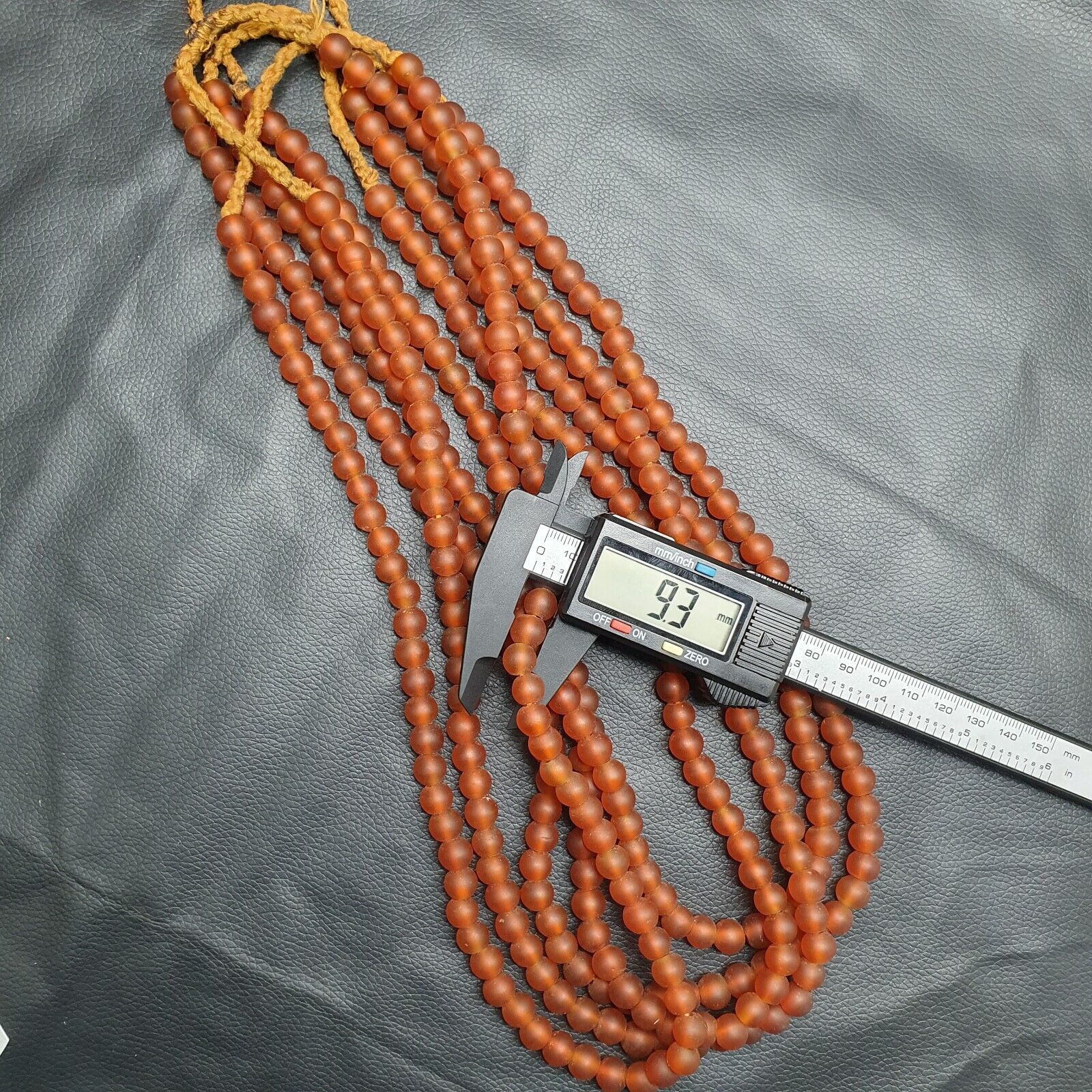 BEAUTIFUL OLD AFRICAN Orange red GLASS  BEADS 8-9MM