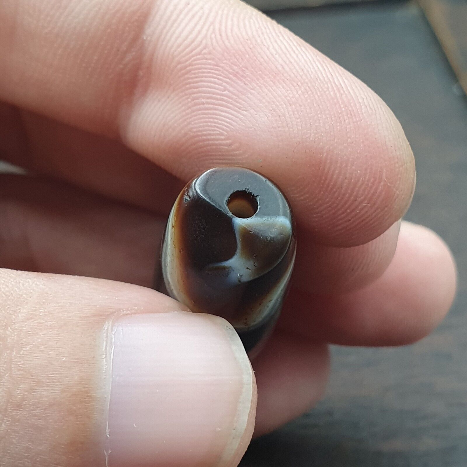 Antique Middle Eastern Agate Natural Agate Bead very unique Pattern #25