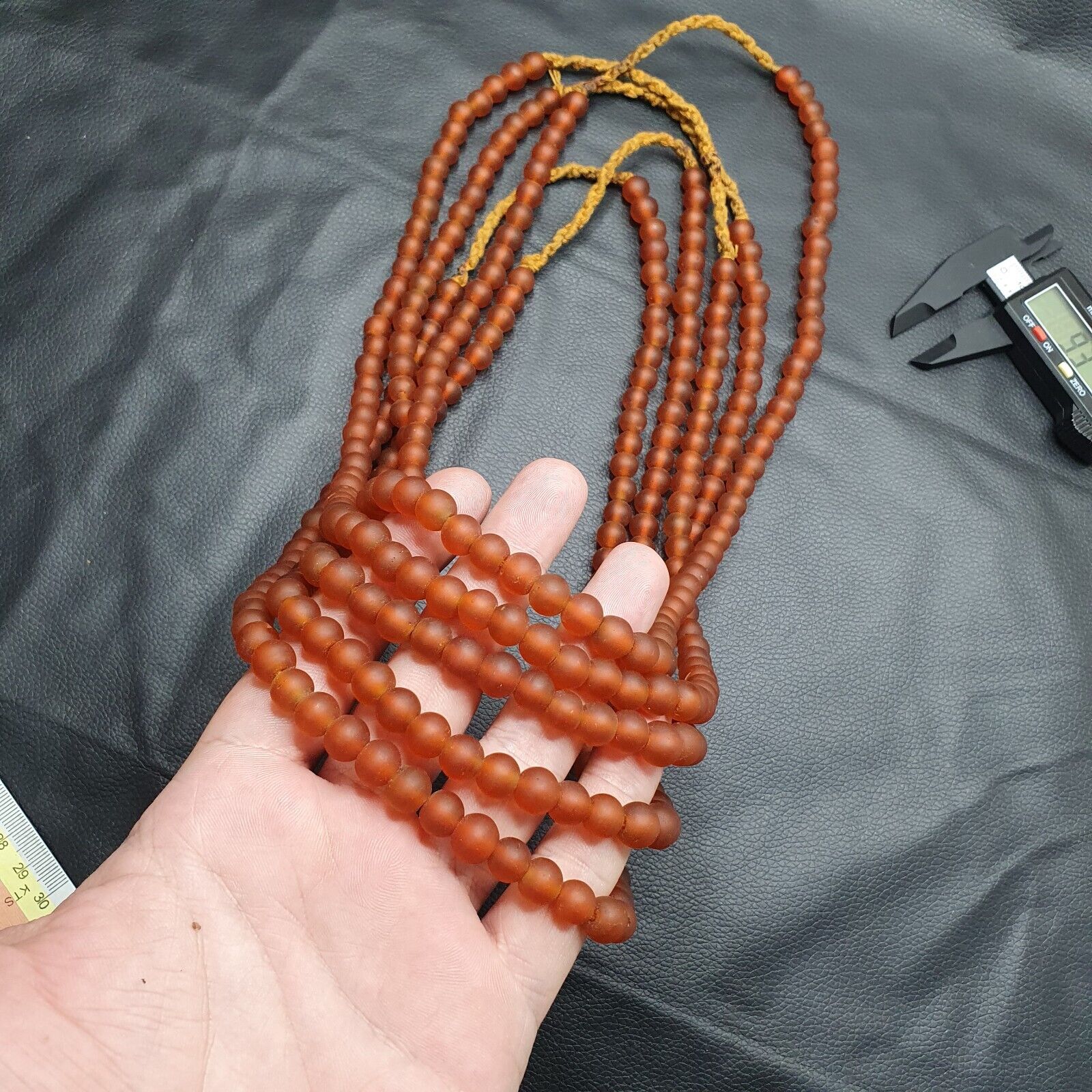 BEAUTIFUL OLD AFRICAN Orange red GLASS  BEADS 8-9MM