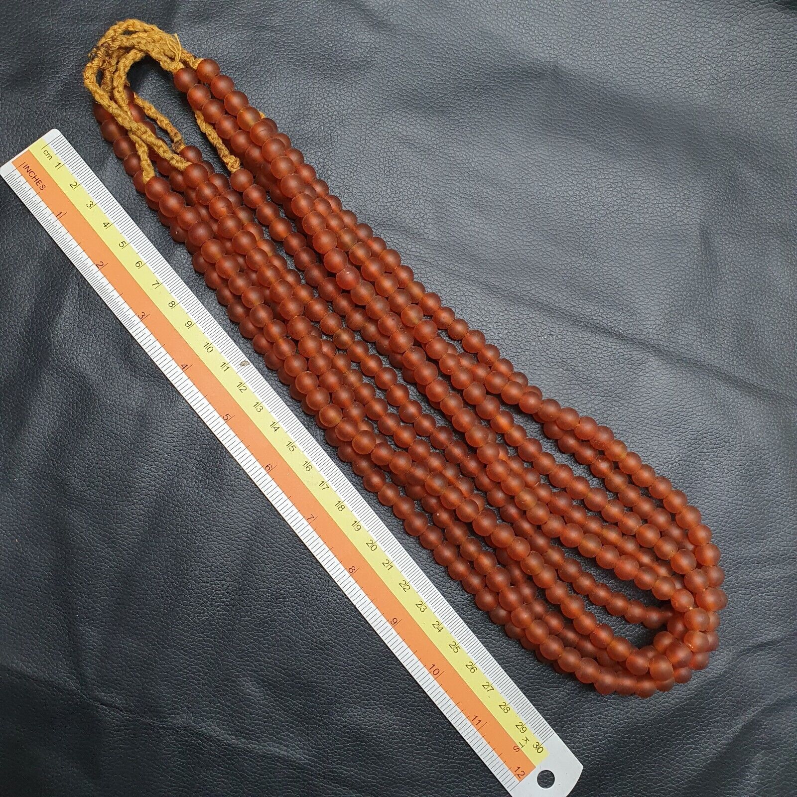 BEAUTIFUL OLD AFRICAN Orange red GLASS  BEADS 8-9MM