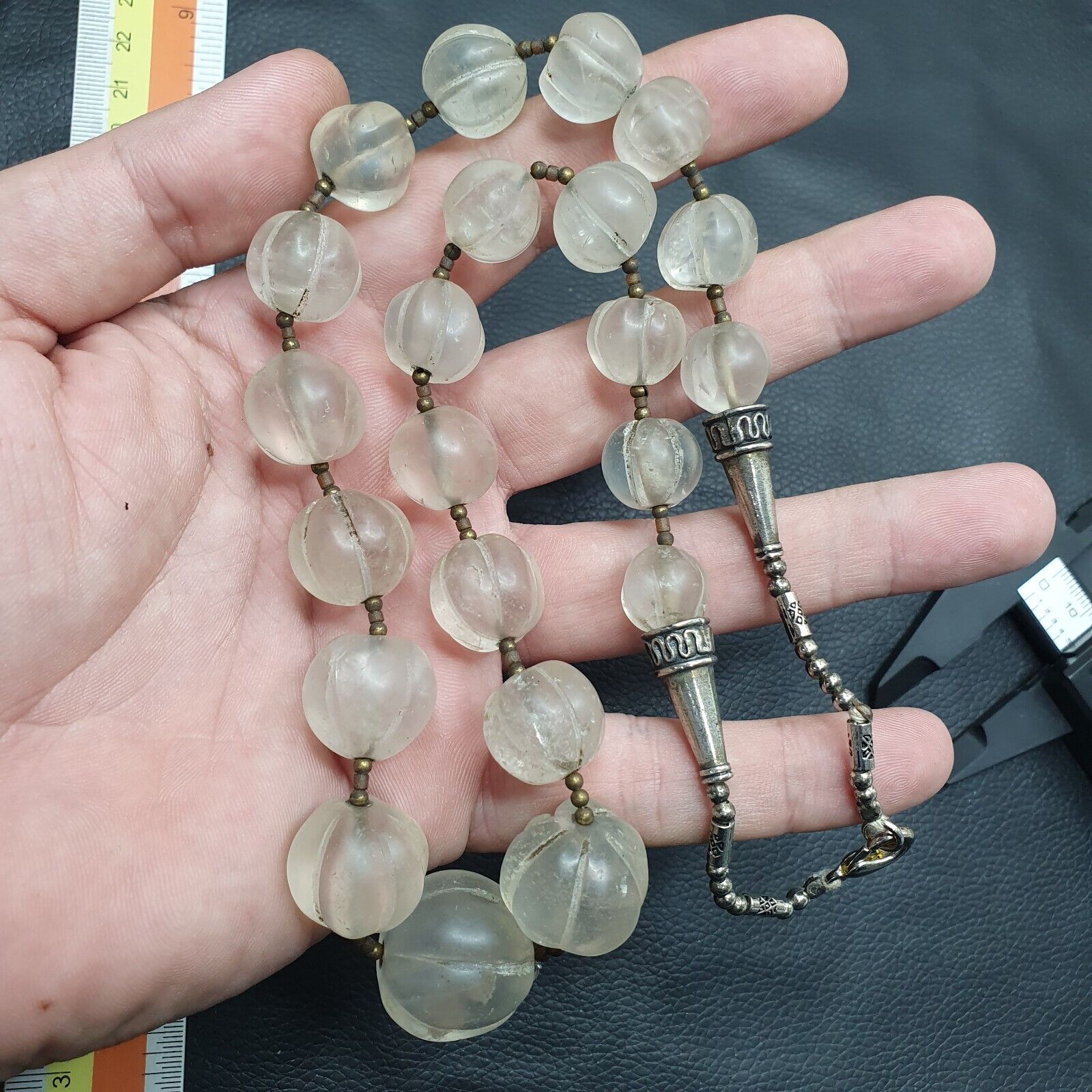 Vintage Himalayan Crystal Quartz Healing Stone Beads Necklace