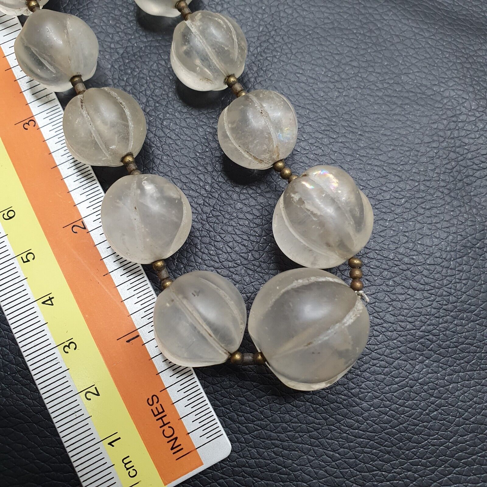 Vintage Himalayan Crystal Quartz Healing Stone Beads Necklace