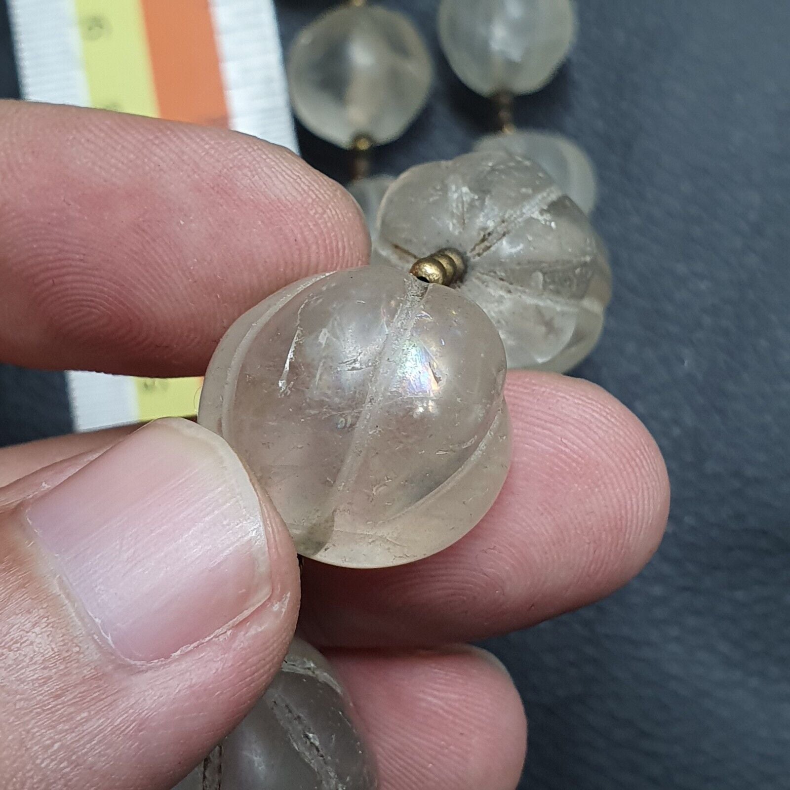 Vintage Himalayan Crystal Quartz Healing Stone Beads Necklace