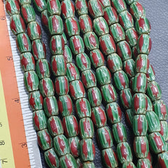 Watermelon Venetian Style Chevron Beads Strands