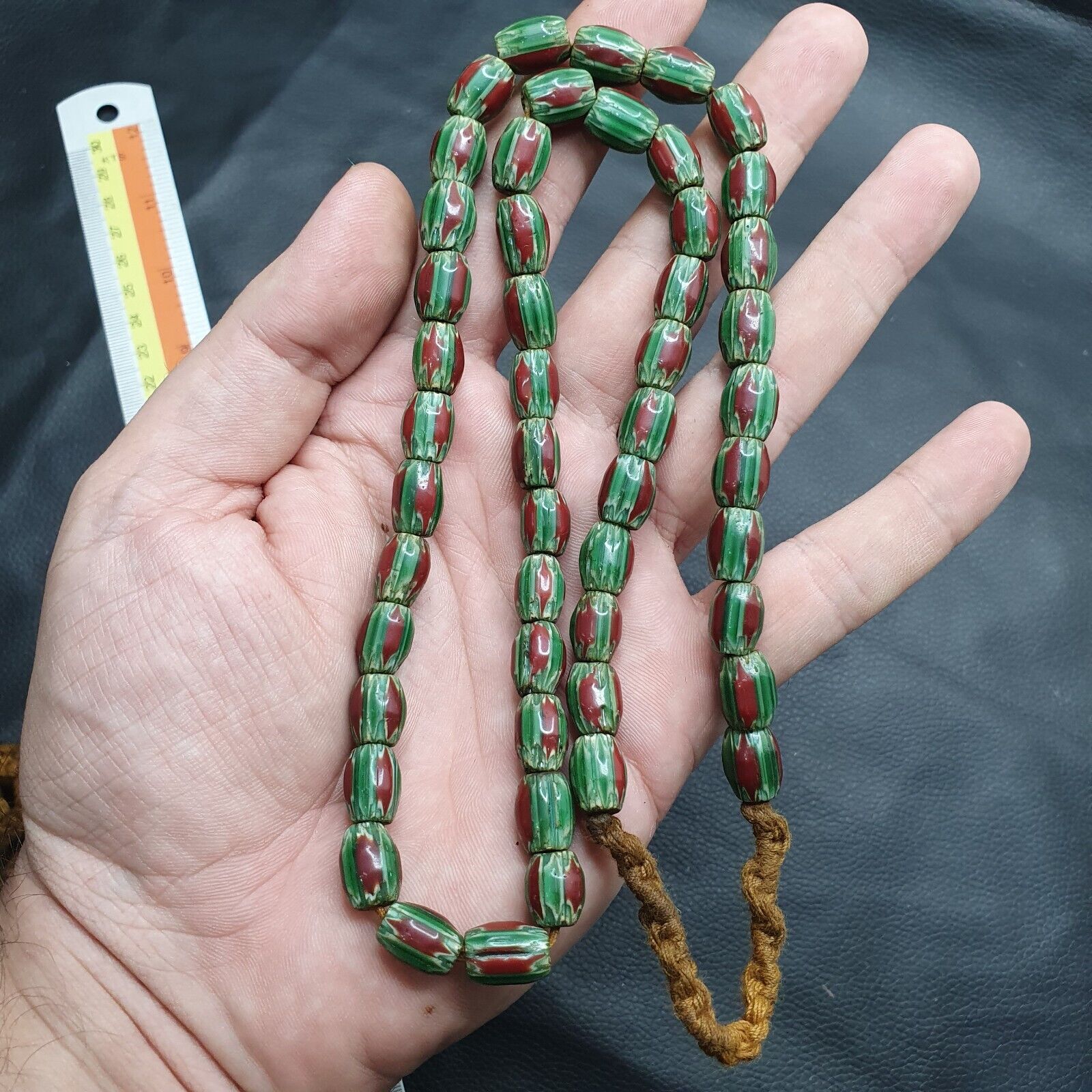 Watermelon Venetian Style Chevron Beads Strands