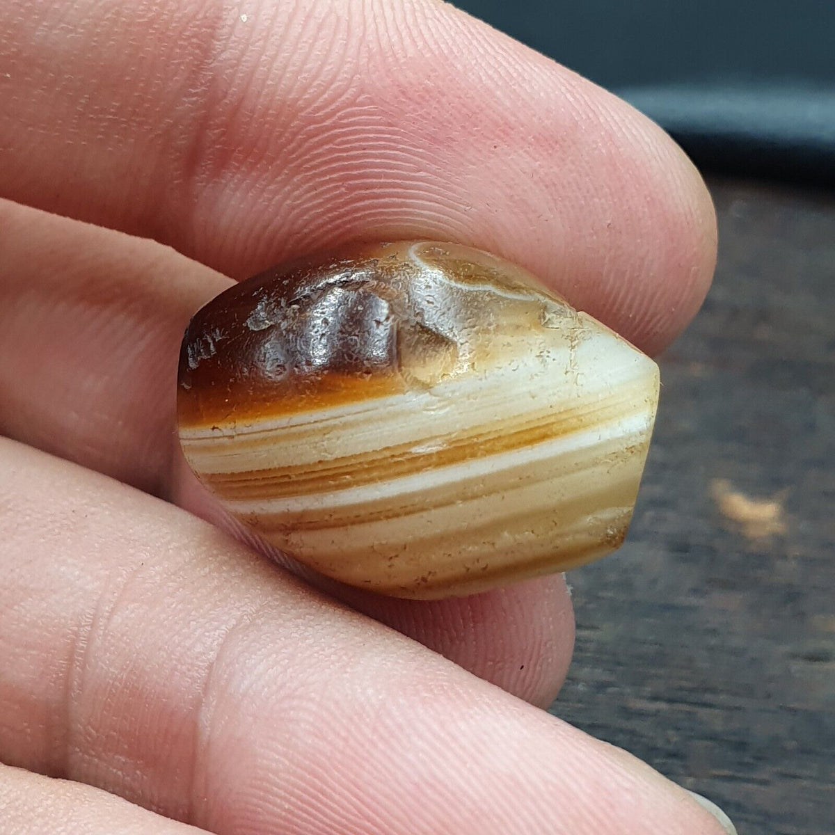 Ancient Agate Yemeni Suleimani Natural Pattern Agate Bead JUN#2