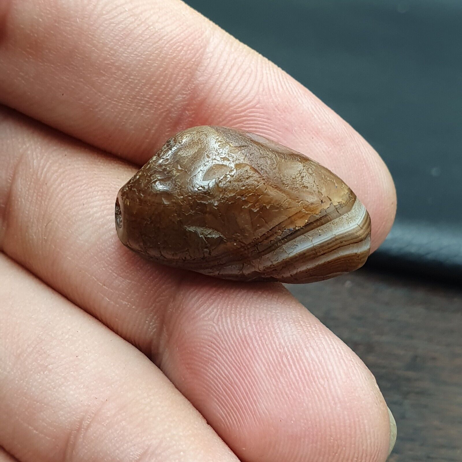 Ancient Agate Yemeni Suleimani Natural Pattern Agate Bead JUN#1