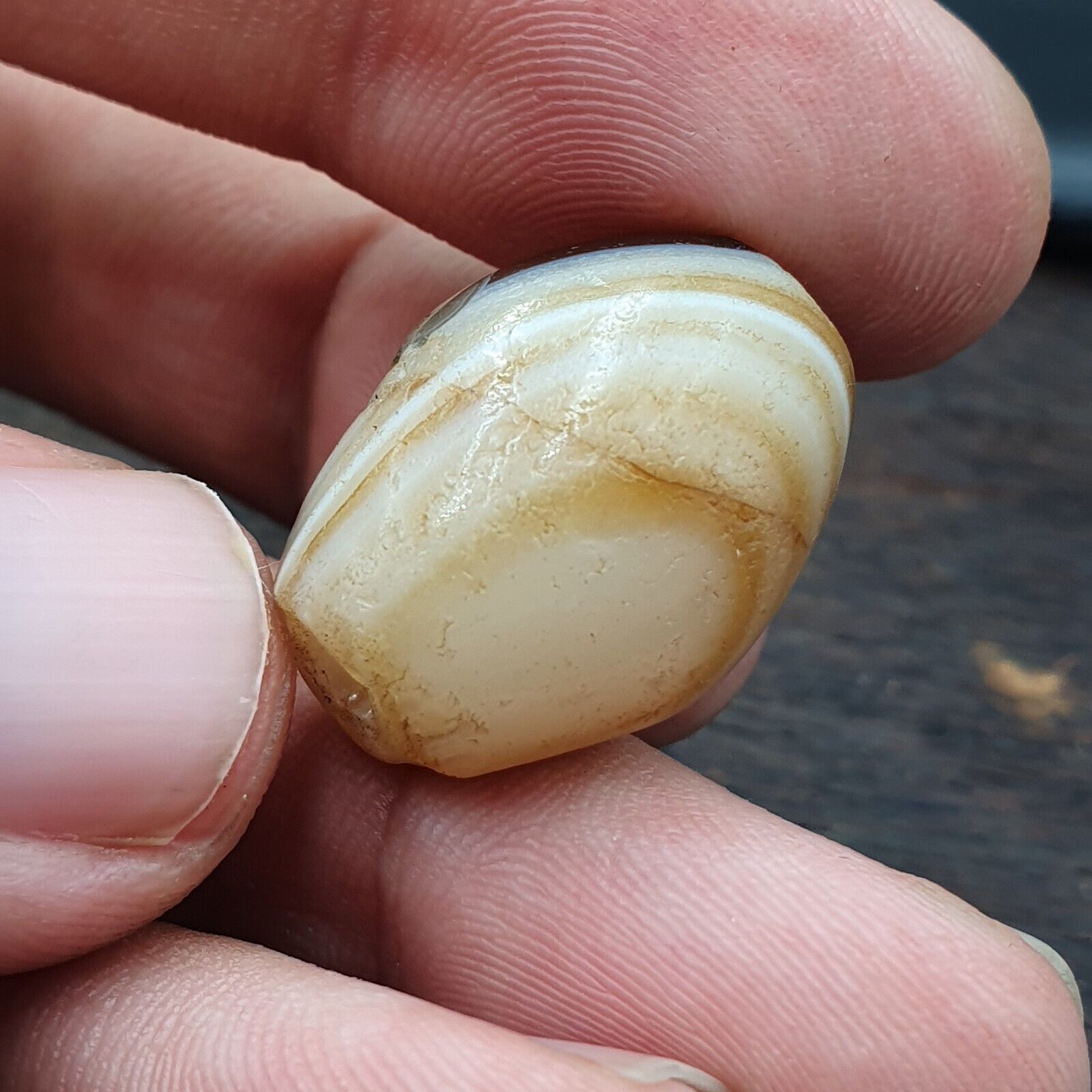 Ancient Agate Yemeni Suleimani Natural Pattern Agate Bead JUN#2