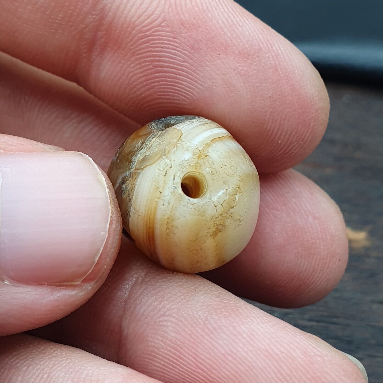 Ancient Agate Yemeni Suleimani Natural Pattern Agate Bead JUN#2