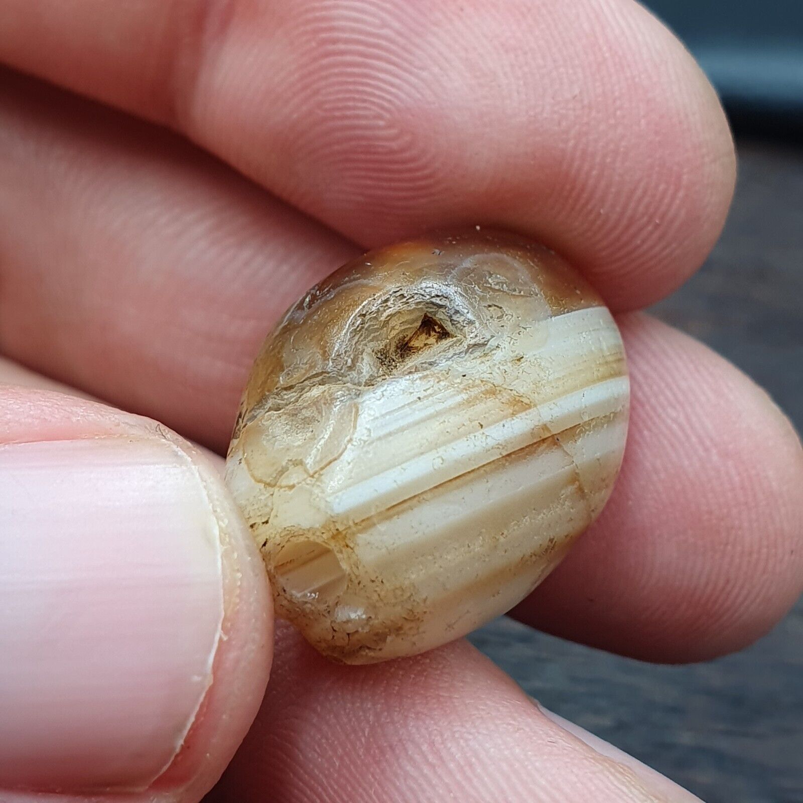 Ancient Agate Yemeni Suleimani Natural Pattern Agate Bead JUN#2