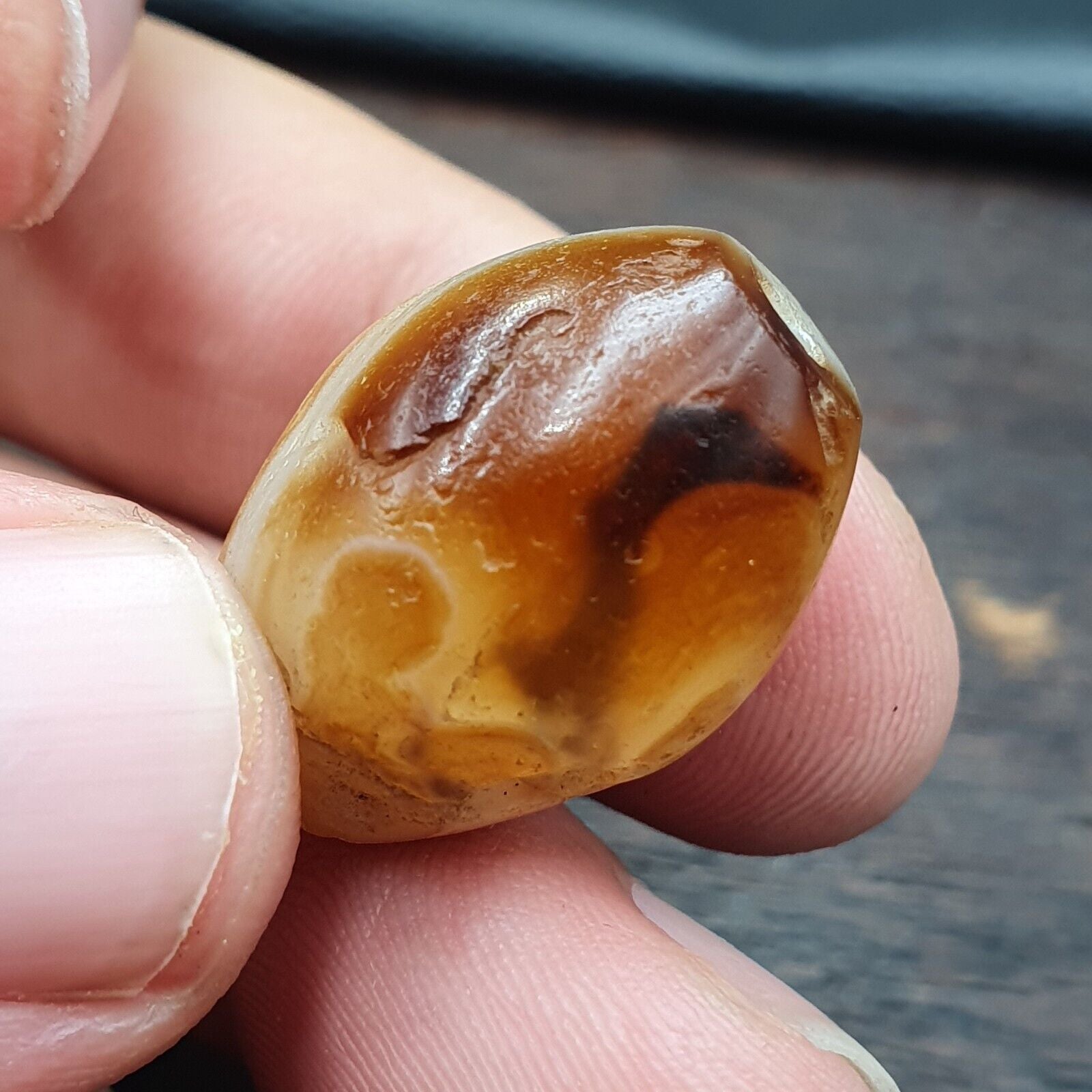 Ancient Agate Yemeni Suleimani Natural Pattern Agate Bead JUN#2
