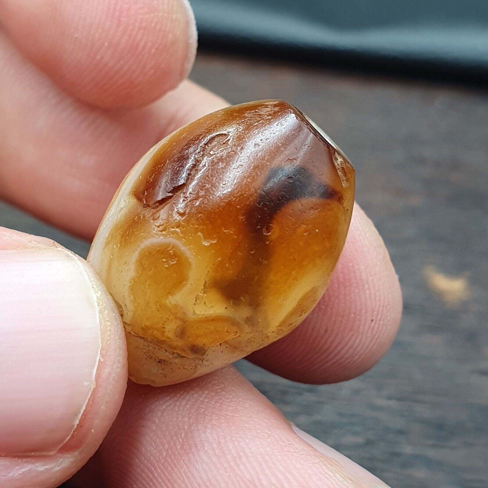 Ancient Agate Yemeni Suleimani Natural Pattern Agate Bead JUN#2
