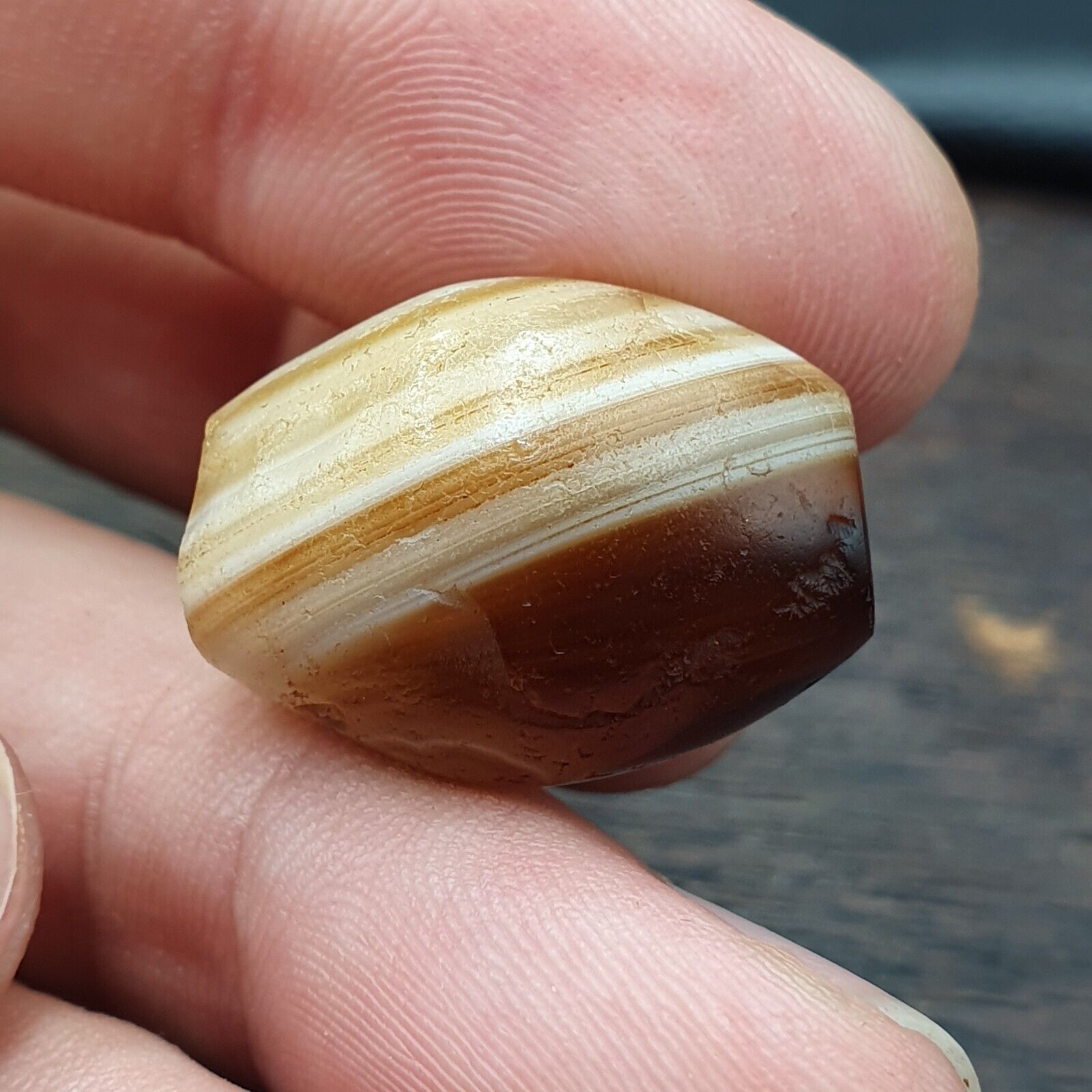 Ancient Agate Yemeni Suleimani Natural Pattern Agate Bead JUN#2