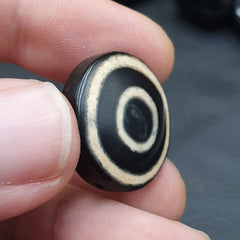 Tibetan Nepalese Himalayan Old Dzi Unique 2 eye Button LUKMIK Bead Amulet