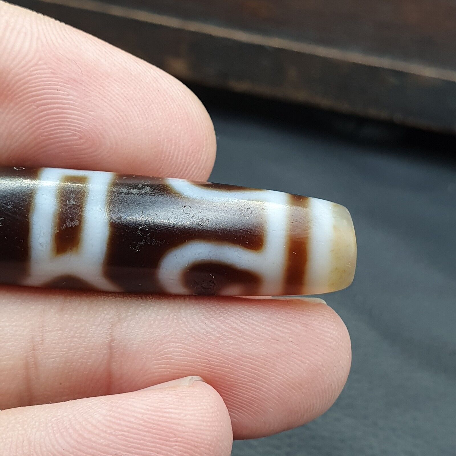 Tibetan Treasure vase Tasso Dzi Agate Bead