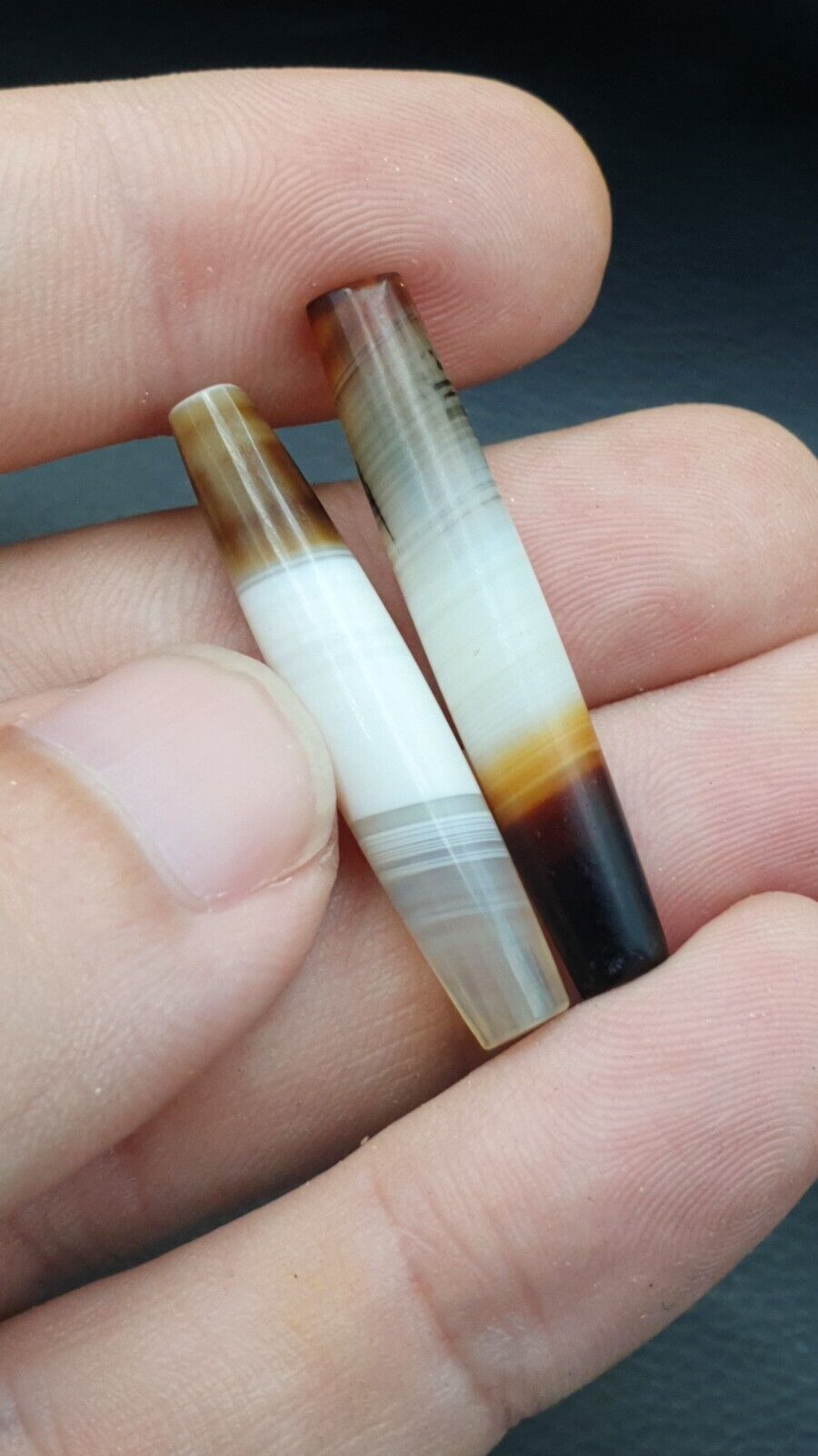 Lot 2 Middle Eastern Antique Natural Chung Agate Bead CHN-4