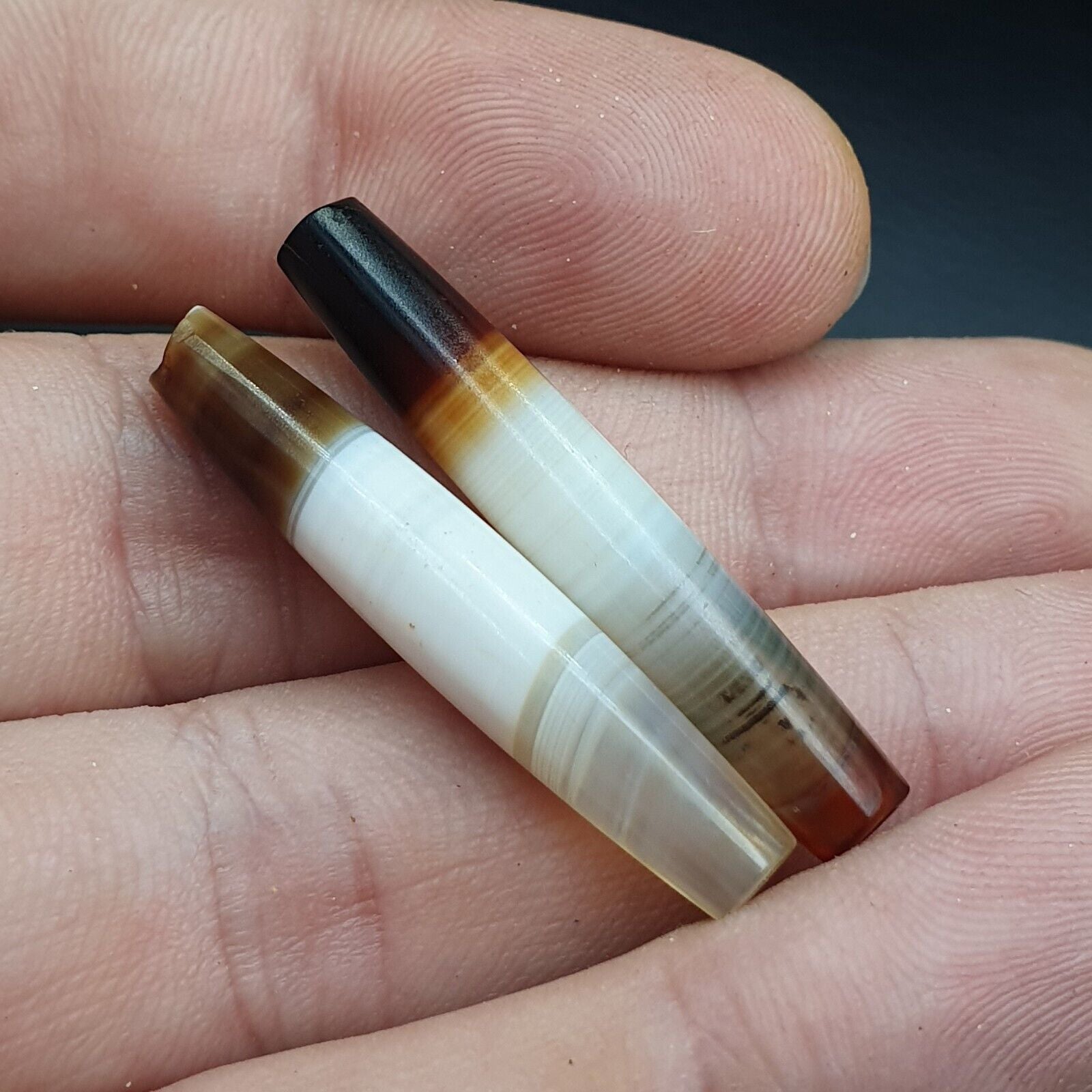 Lot 2 Middle Eastern Antique Natural Chung Agate Bead CHN-4