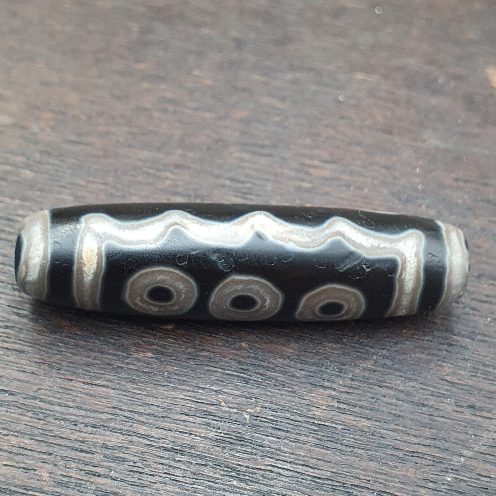 Unique Eyes Pattern Himalayan Tibetan 7Eyes Dzi Agate Bead Amulet