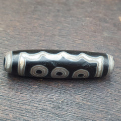 Unique Eyes Pattern Himalayan Tibetan 7Eyes Dzi Agate Bead Amulet