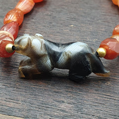 Antique Tibetan Agate Animal Figurine with carnelian Agate Beads Bracelet #2