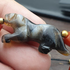 Antique Tibetan Agate Animal Figurine with carnelian Agate Beads Bracelet #2