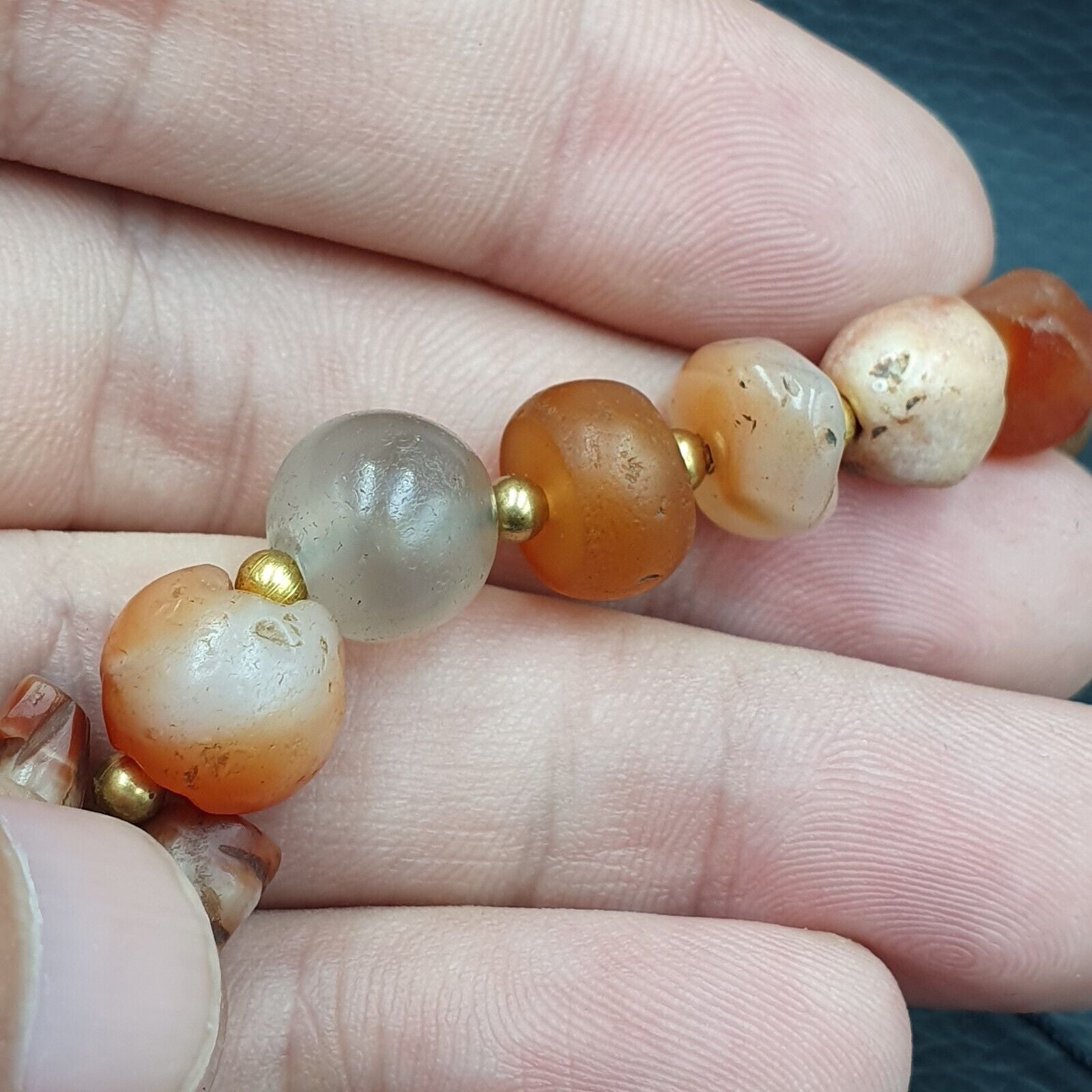 Antique Ancient Agate Animal Figurine with carnelian Agate Beads Bracelet