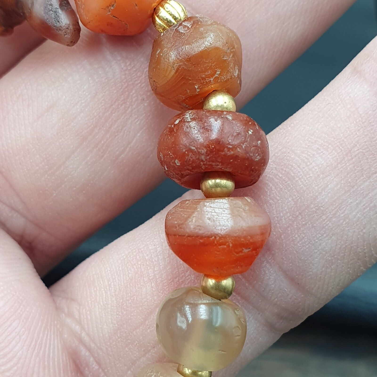 Antique Ancient Agate Animal Figurine with carnelian Agate Beads Bracelet