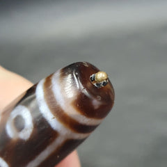 Large Himalayan Tibetan 12 Eyes Dzi Agate Bead with turquoise and Lapis 94MM