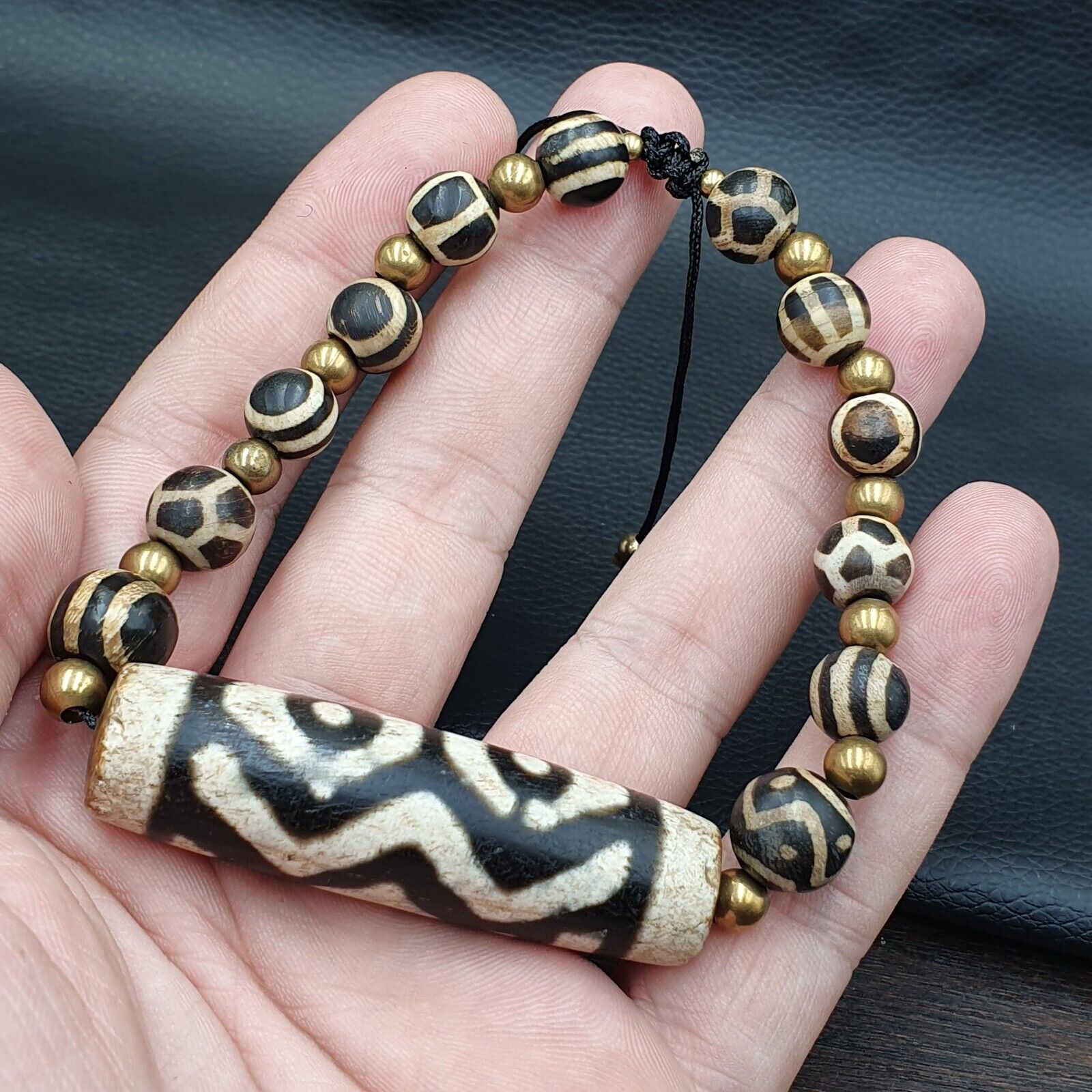Tibetan 3 Eyes Unique Pattern With Pumtek Beads Bracelet #3