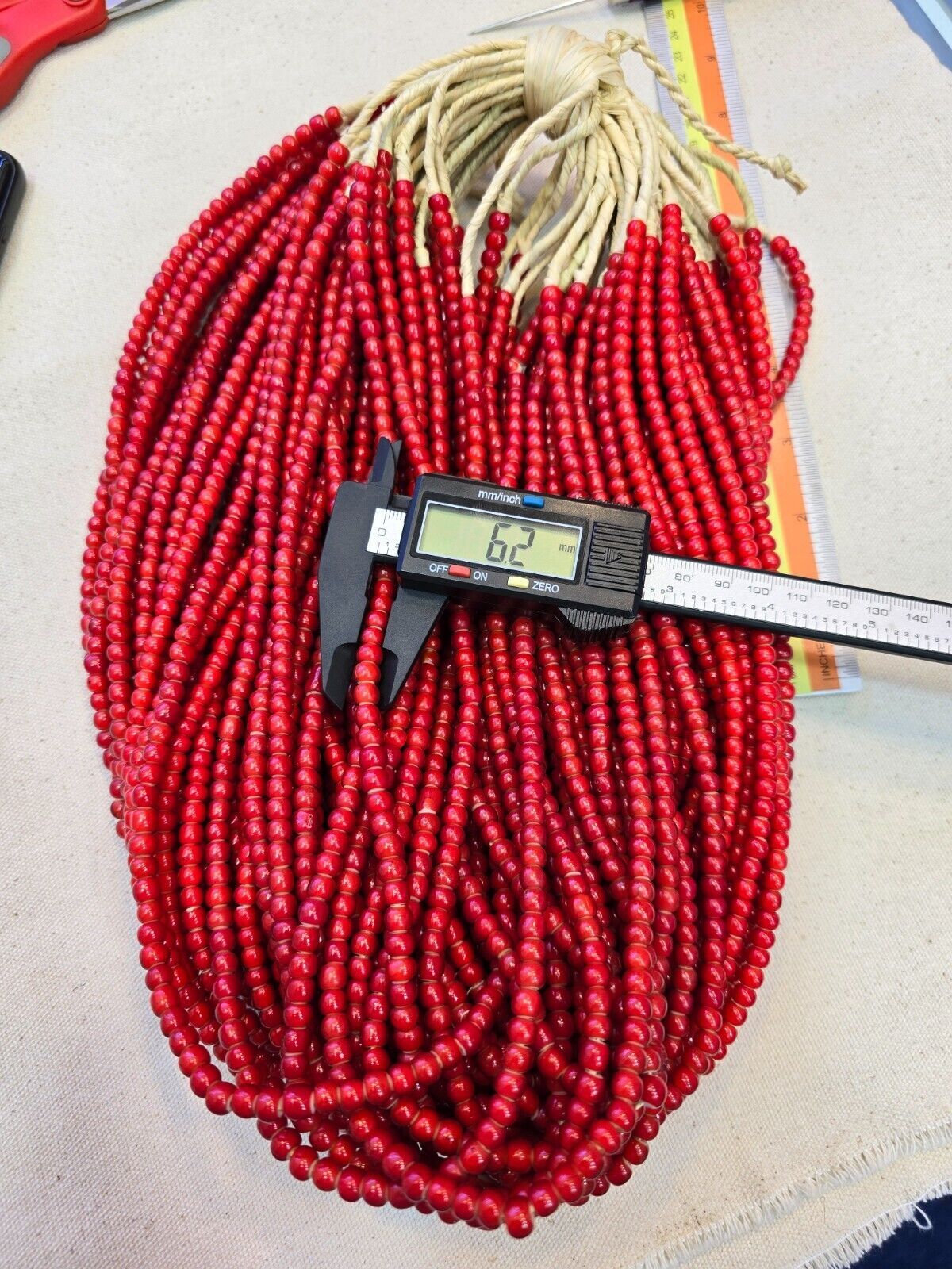 6-6.5mm Antique Venetian White Heart Trade Beads long Strand Necklace