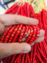 6-6.5mm Antique Venetian White Heart Trade Beads long Strand Necklace